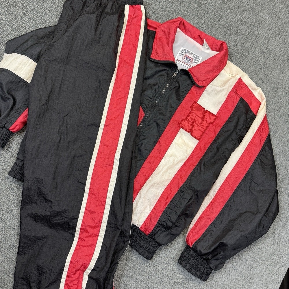 VTG Nebraska Huskers Windbreaker Set Mens L Genuine Stuff Jacket‎ Pants NCAA 90s